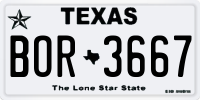 TX license plate BOR3667