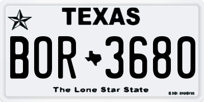 TX license plate BOR3680