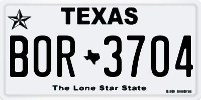 TX license plate BOR3704