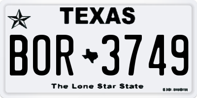 TX license plate BOR3749