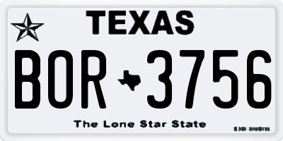 TX license plate BOR3756