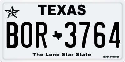 TX license plate BOR3764