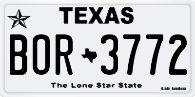TX license plate BOR3772