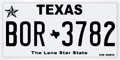 TX license plate BOR3782