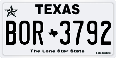 TX license plate BOR3792