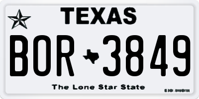 TX license plate BOR3849