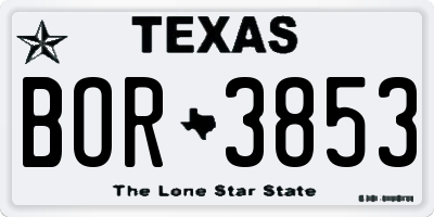 TX license plate BOR3853