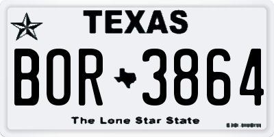 TX license plate BOR3864