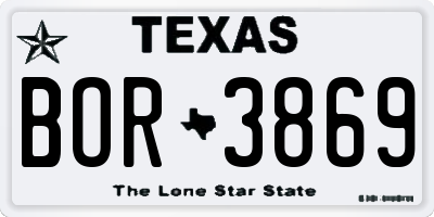 TX license plate BOR3869