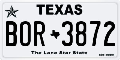TX license plate BOR3872