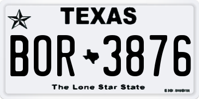 TX license plate BOR3876