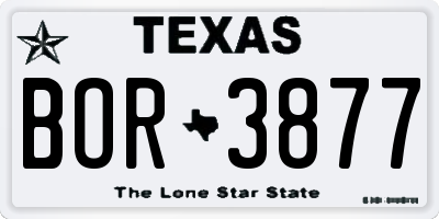 TX license plate BOR3877