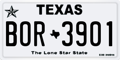 TX license plate BOR3901