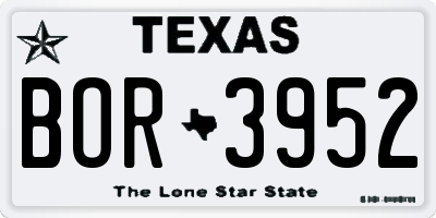 TX license plate BOR3952