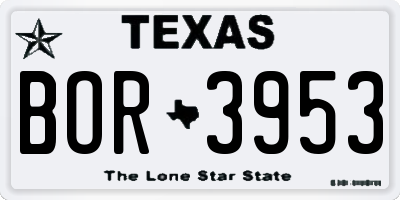 TX license plate BOR3953