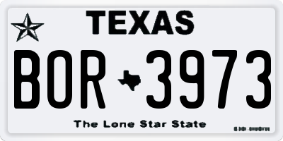 TX license plate BOR3973