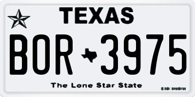 TX license plate BOR3975