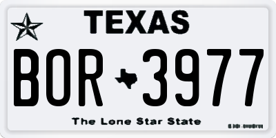 TX license plate BOR3977