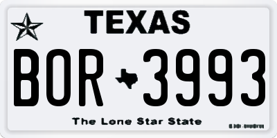 TX license plate BOR3993