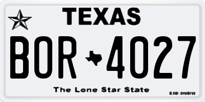 TX license plate BOR4027