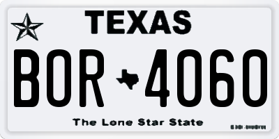 TX license plate BOR4060