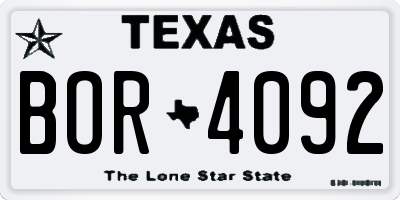 TX license plate BOR4092