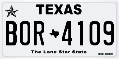 TX license plate BOR4109