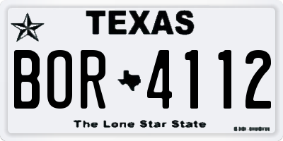 TX license plate BOR4112