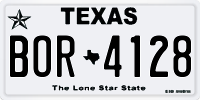 TX license plate BOR4128