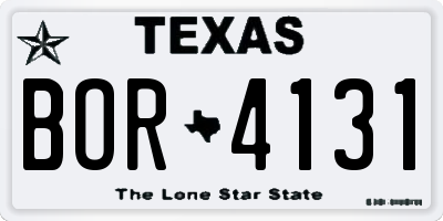 TX license plate BOR4131