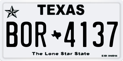 TX license plate BOR4137