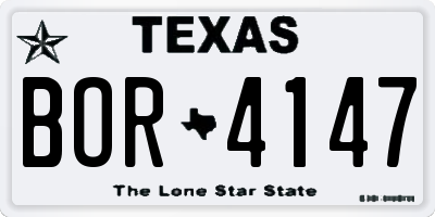 TX license plate BOR4147