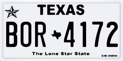 TX license plate BOR4172