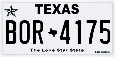 TX license plate BOR4175