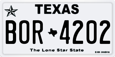 TX license plate BOR4202