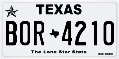 TX license plate BOR4210
