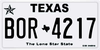TX license plate BOR4217