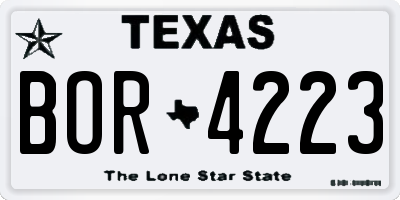 TX license plate BOR4223