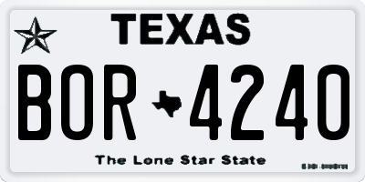 TX license plate BOR4240