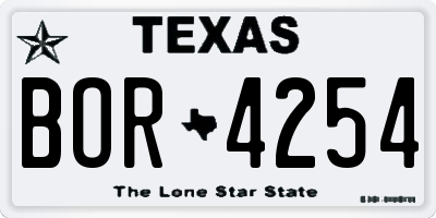 TX license plate BOR4254