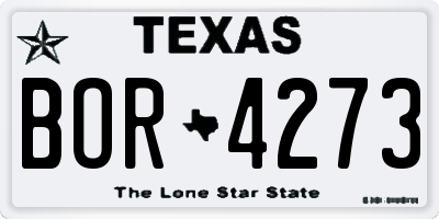 TX license plate BOR4273