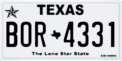 TX license plate BOR4331