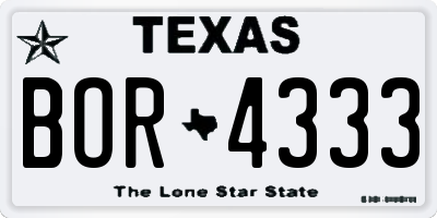 TX license plate BOR4333