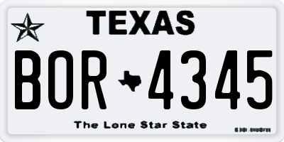 TX license plate BOR4345