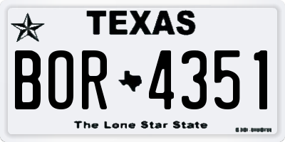 TX license plate BOR4351