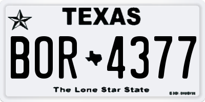 TX license plate BOR4377
