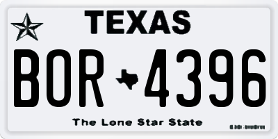 TX license plate BOR4396