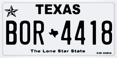 TX license plate BOR4418