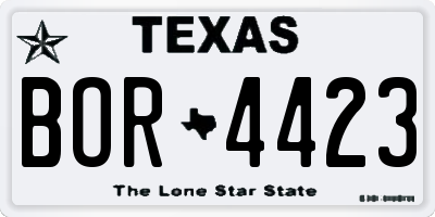 TX license plate BOR4423