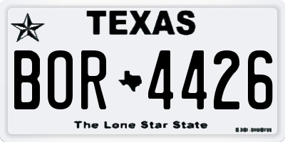 TX license plate BOR4426